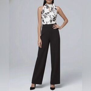 White House Black Market Womens Wide-Leg Halter-Neck Jumpsuit Floral 14 NWT